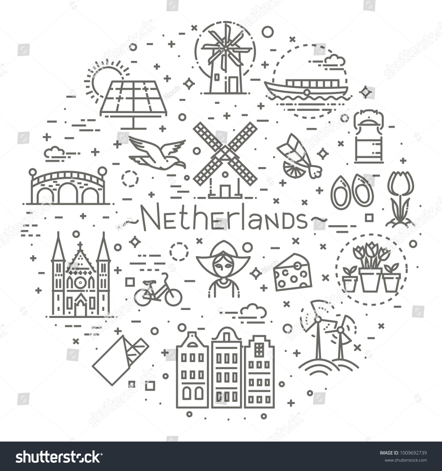 Holland flat icons set #1009692739