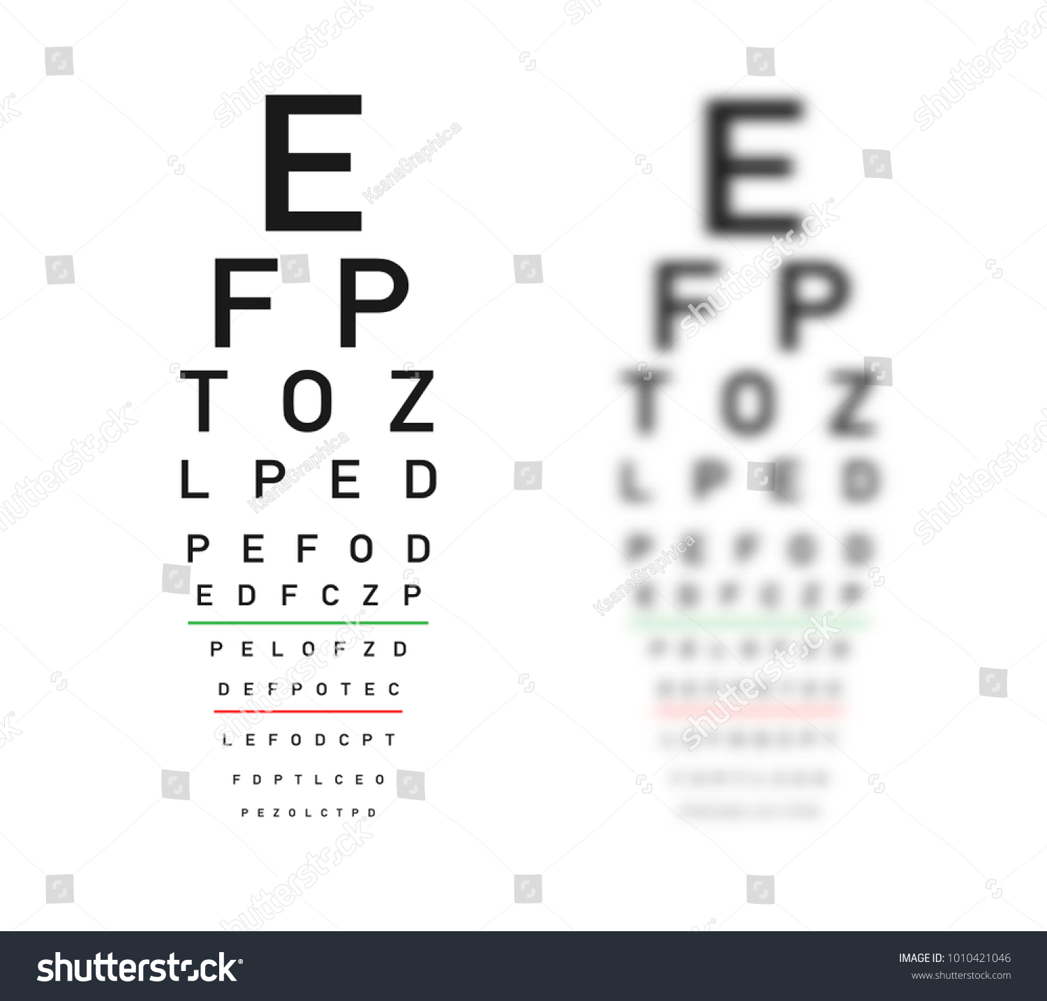 Eye test chart. Focus and defocus variants. - Royalty Free Stock Vector ...