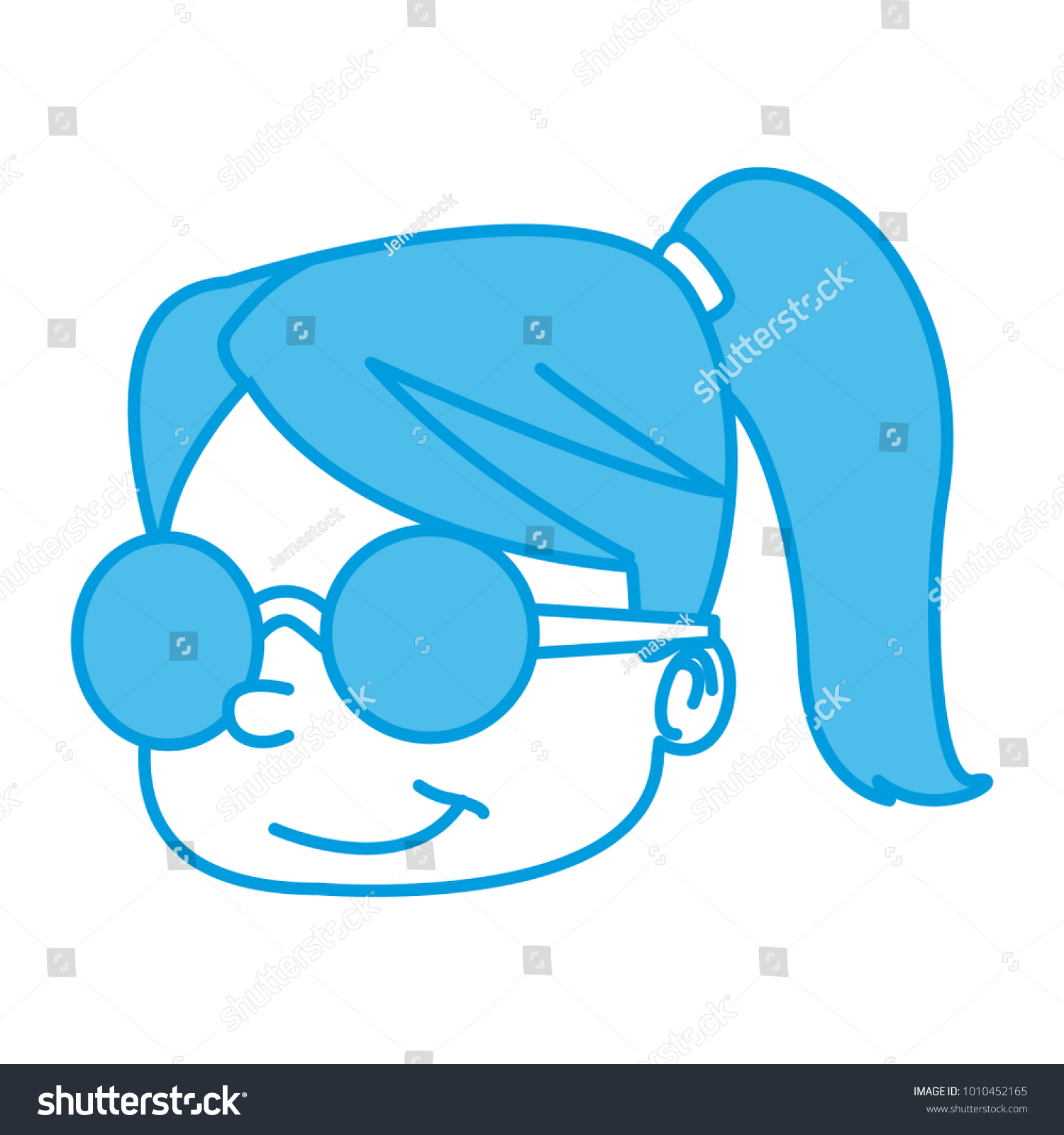 School Girl With Glasses Cartoon Royalty Free Stock Vector 1010452165