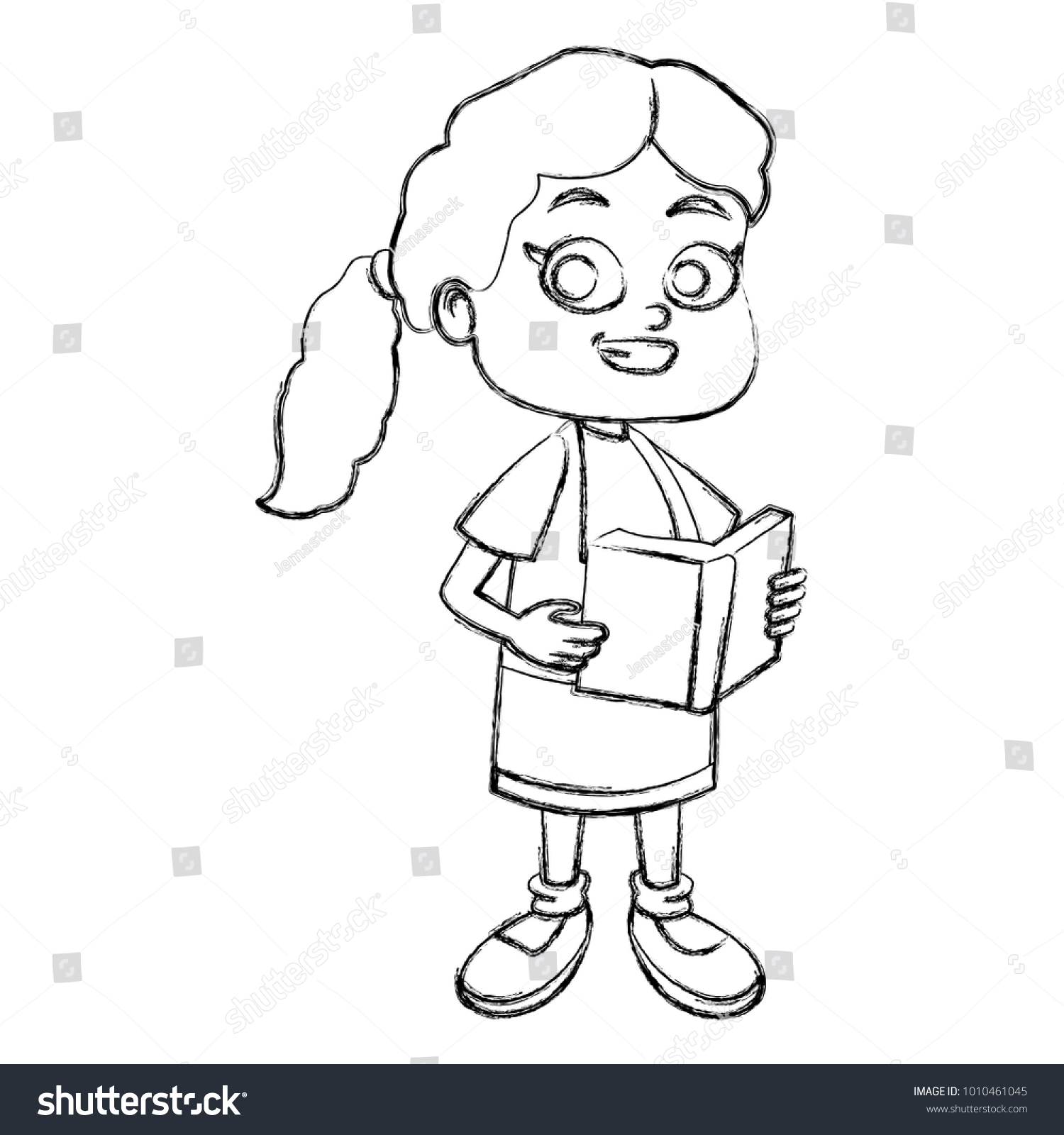 Cute school girl cartoon - Royalty Free Stock Vector 1010461045 ...