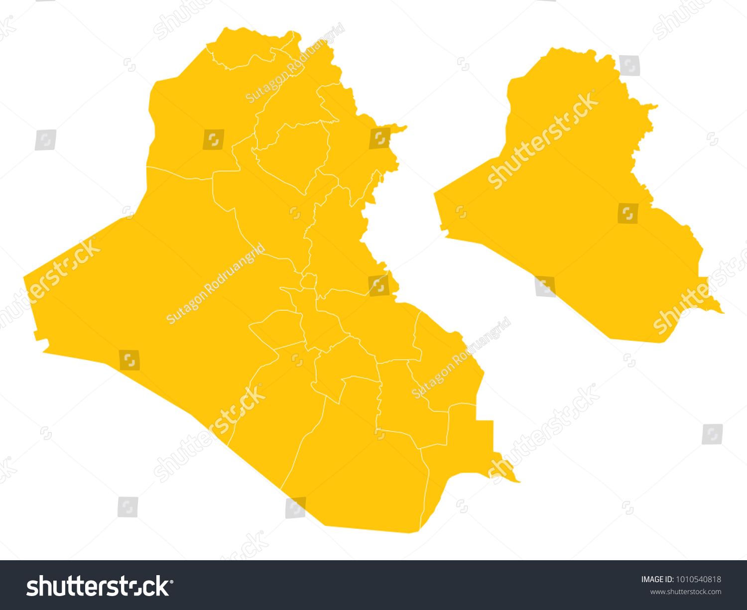 Couple Set Map,Yellow Map of Iraq,Vector EPS10 #1010540818
