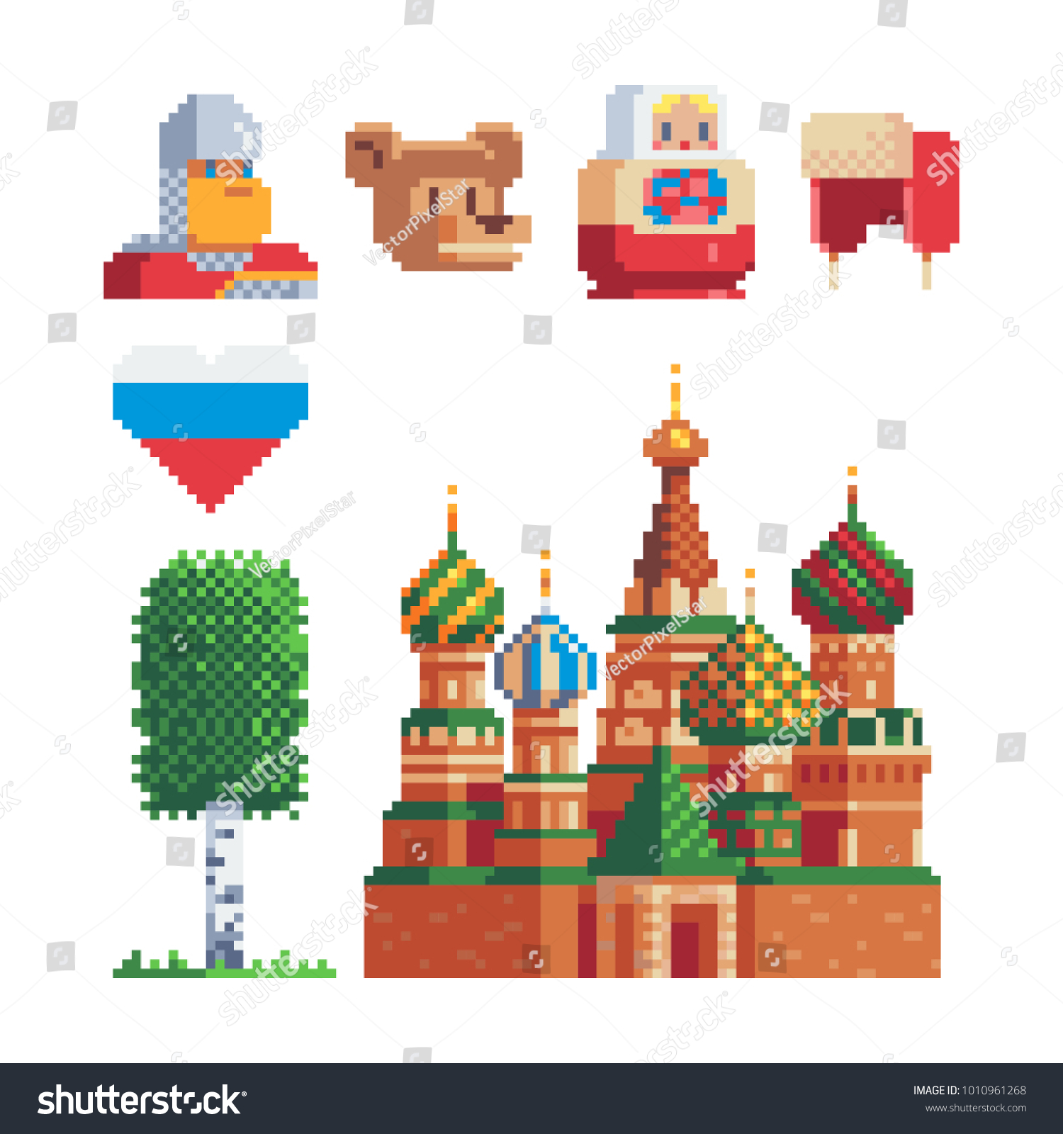 Country Russia Pixel Art Icons Stickers Design Royalty Free Stock   Avopix 1010961268 