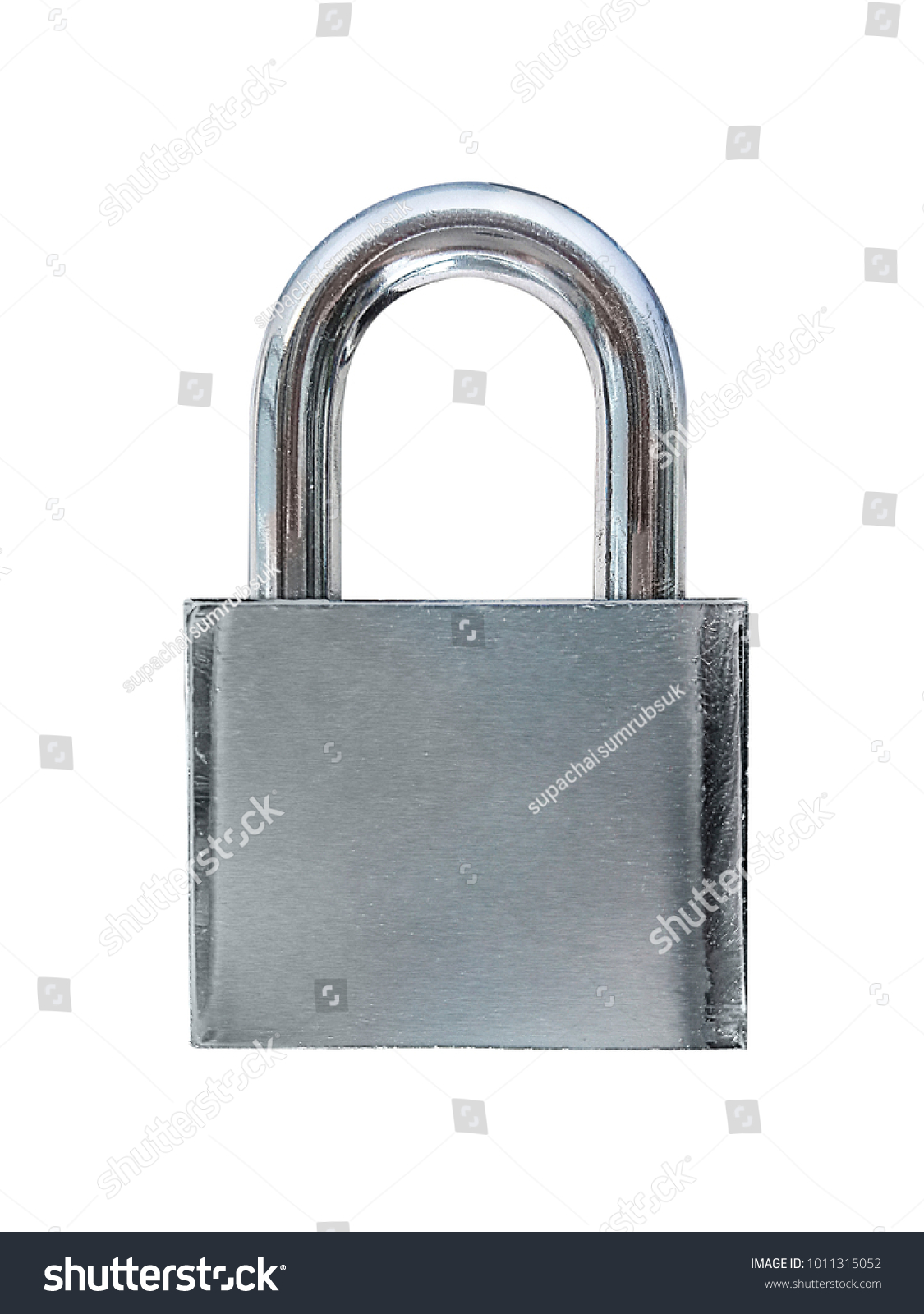 padlock in the position, isolated on White floor #1011315052