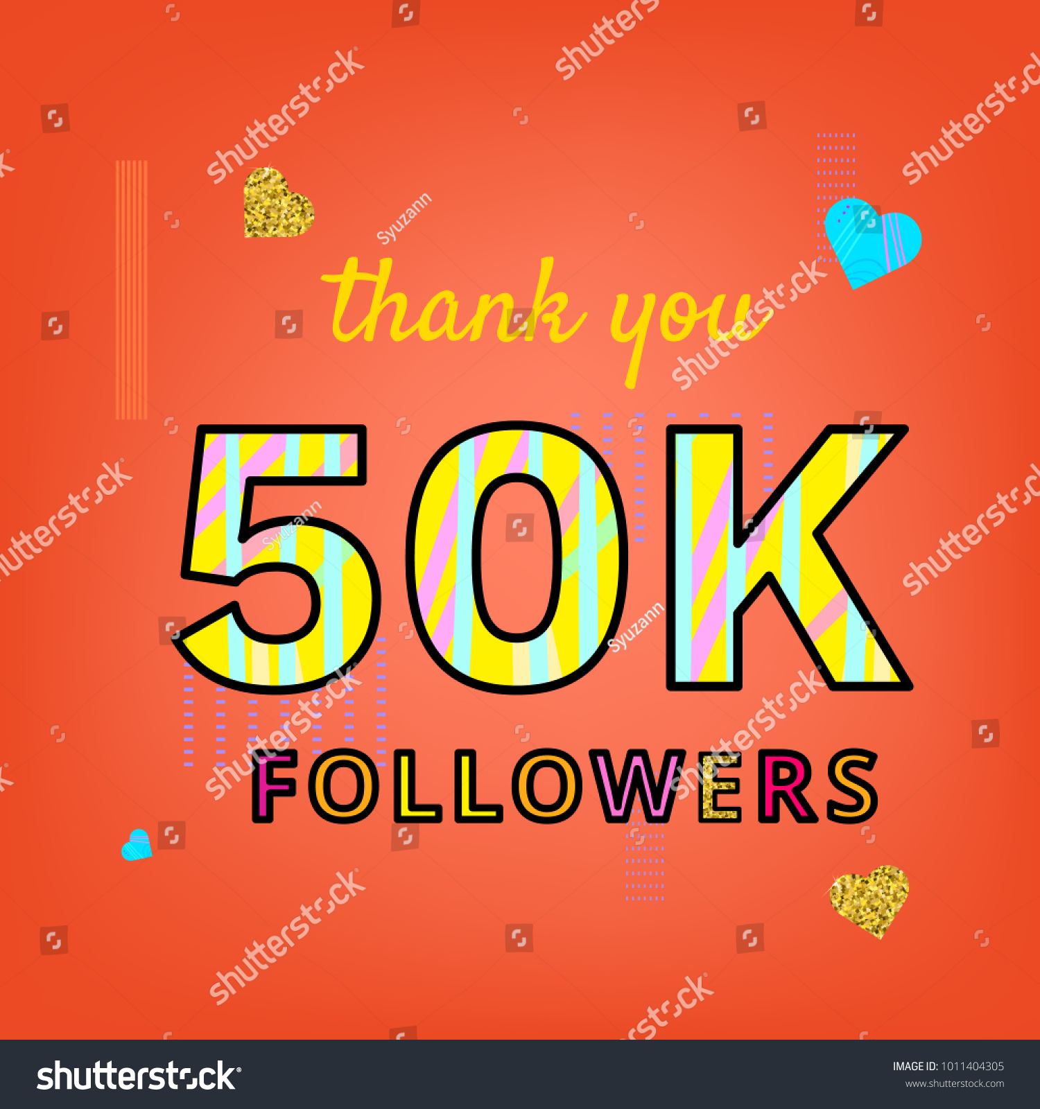 50k Followers Thank You Phrase On Bright Royalty Free Stock Vector 1011404305 1012