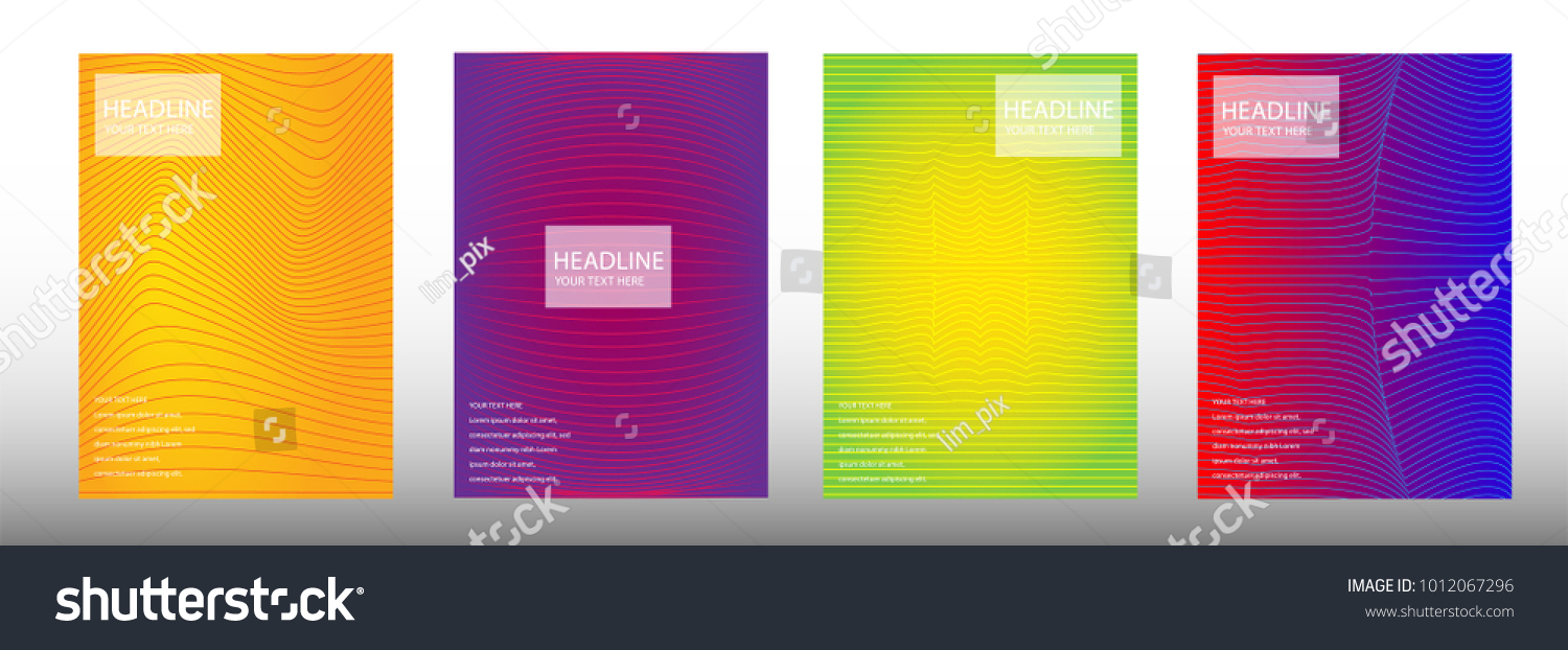 Modern cover design A4 template set with Colorful abstract lines modern different color gradient style on background for decoration presentation, brochure, catalog, poster, book, magazine etc. Vector  #1012067296