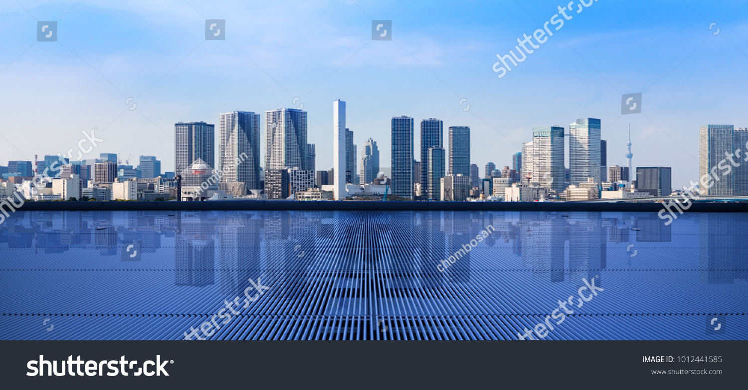 Modern cityscape viewed from observation platform. #1012441585
