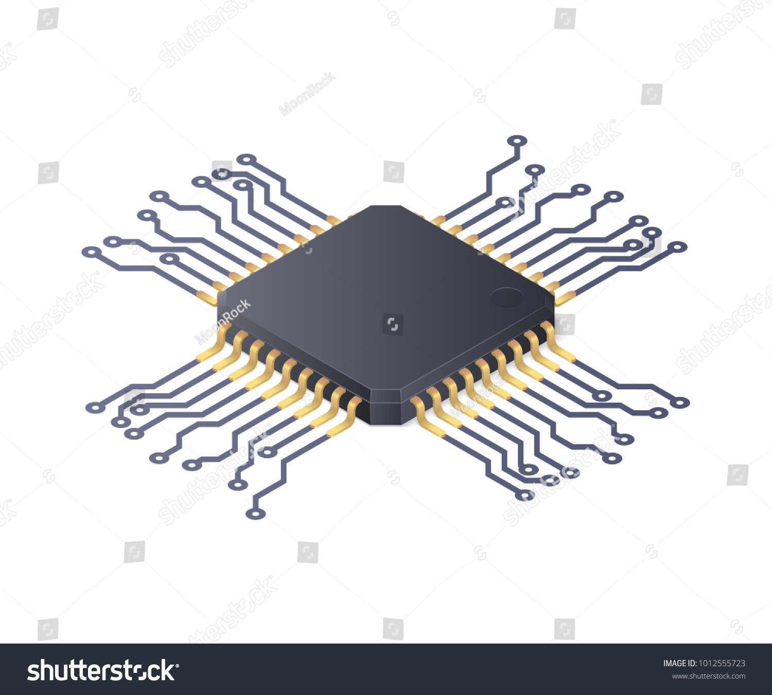 Micro processor. Circuit board isolated on white background. Isometric vector illustration #1012555723