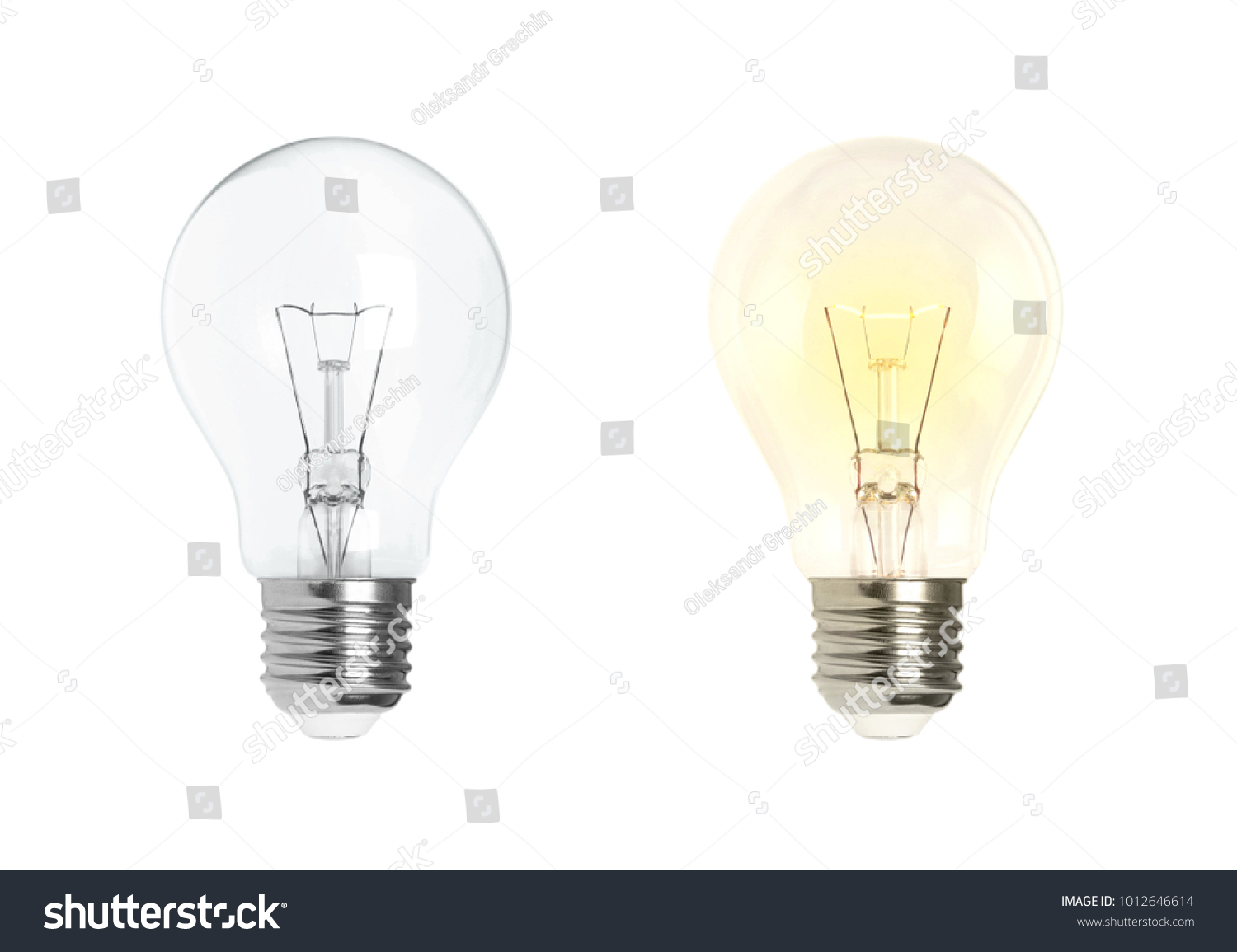 Glowing electric light bulb isolated #1012646614