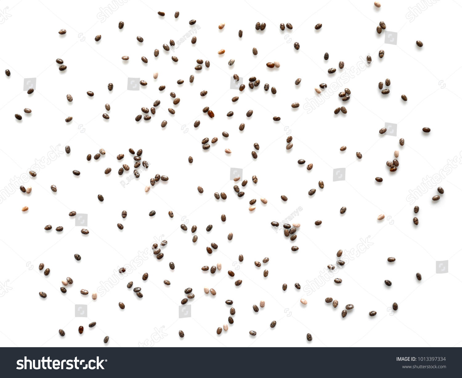 Chia seeds isolated on white background. Top view. #1013397334