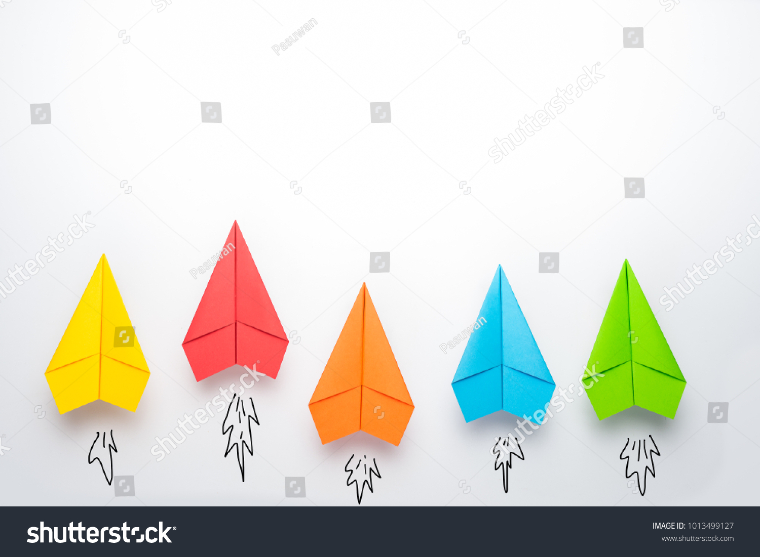 paper plane on white background, Business competition concept. #1013499127