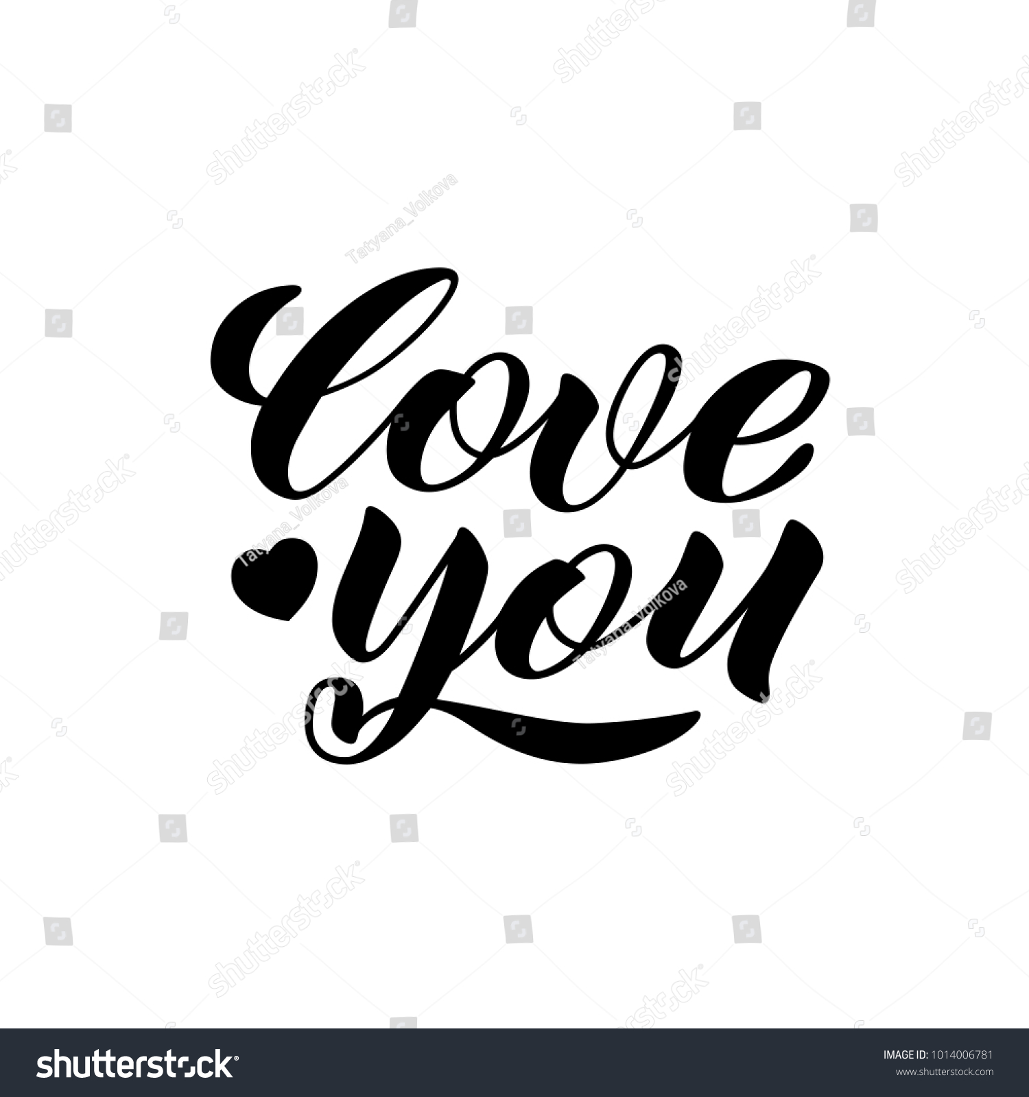 Love you black and white lettering. Illustration - Royalty Free Stock ...