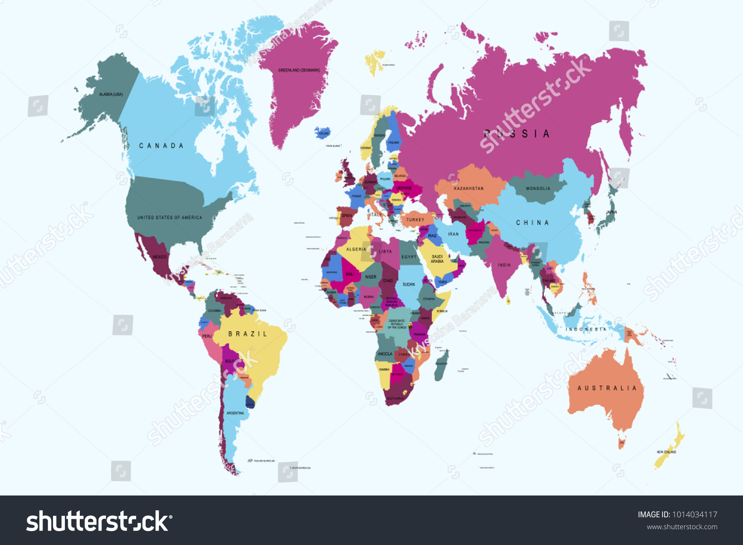 Political world map - Royalty Free Stock Vector 1014034117 - Avopix.com