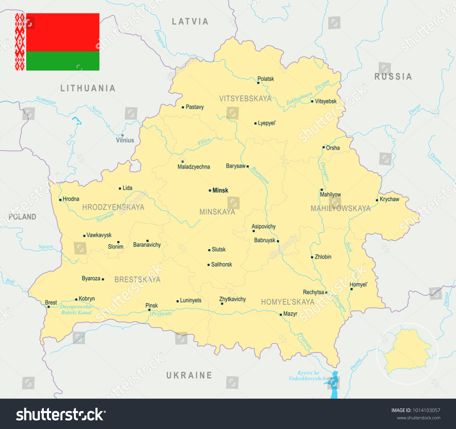 Belarus Map And Flag - High Detailed Vector - Royalty Free Stock Vector ...