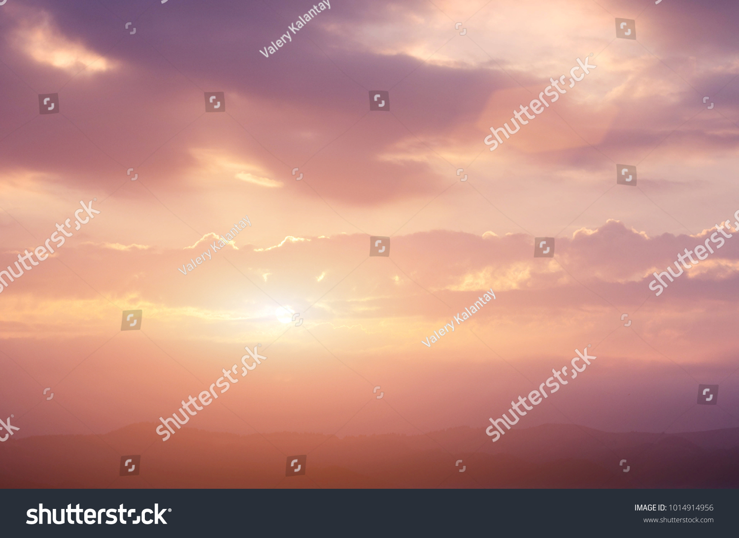 Mountain valley during sunrise. Natural summer landscape #1014914956