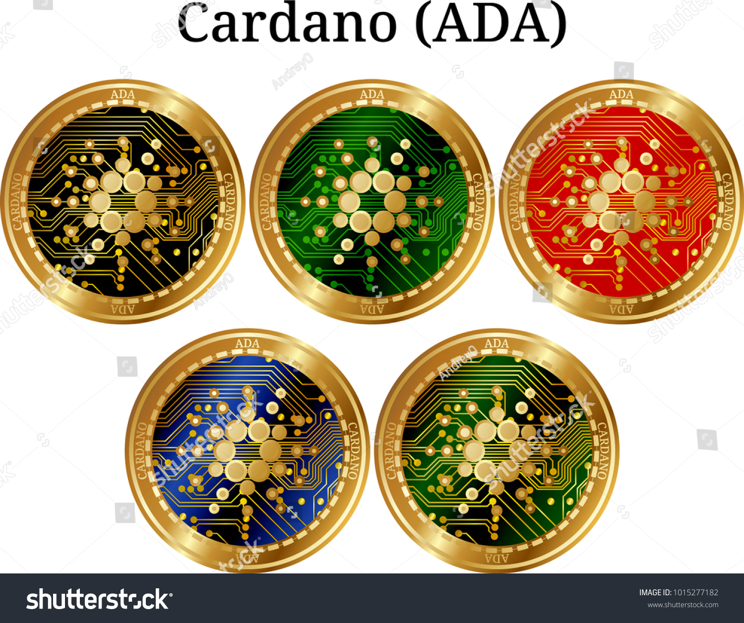 Set Of Physical Golden Coin Cardano (ADA), - Royalty Free Stock Vector ...