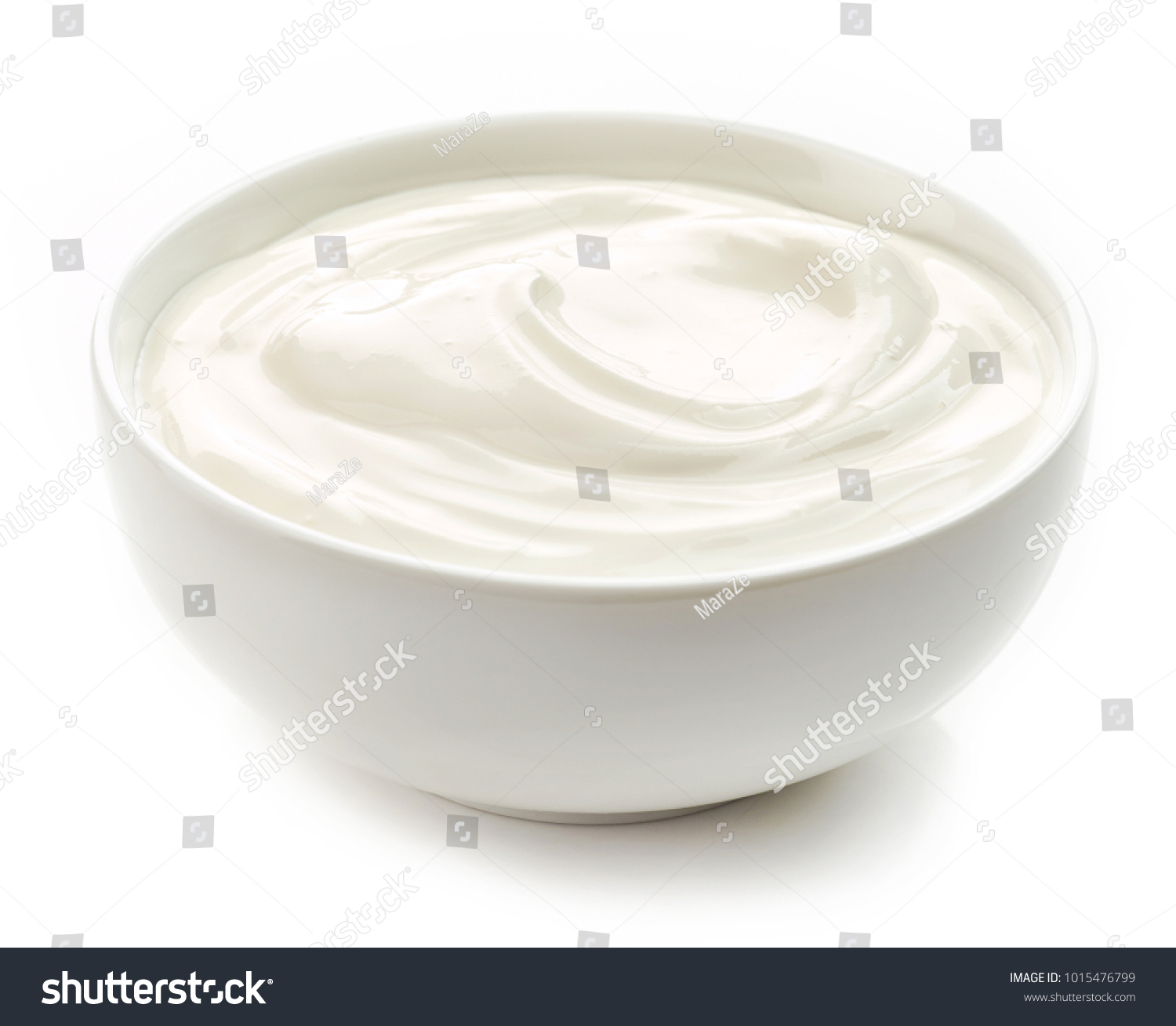 bowl of sour cream yogurt isolated on white background #1015476799