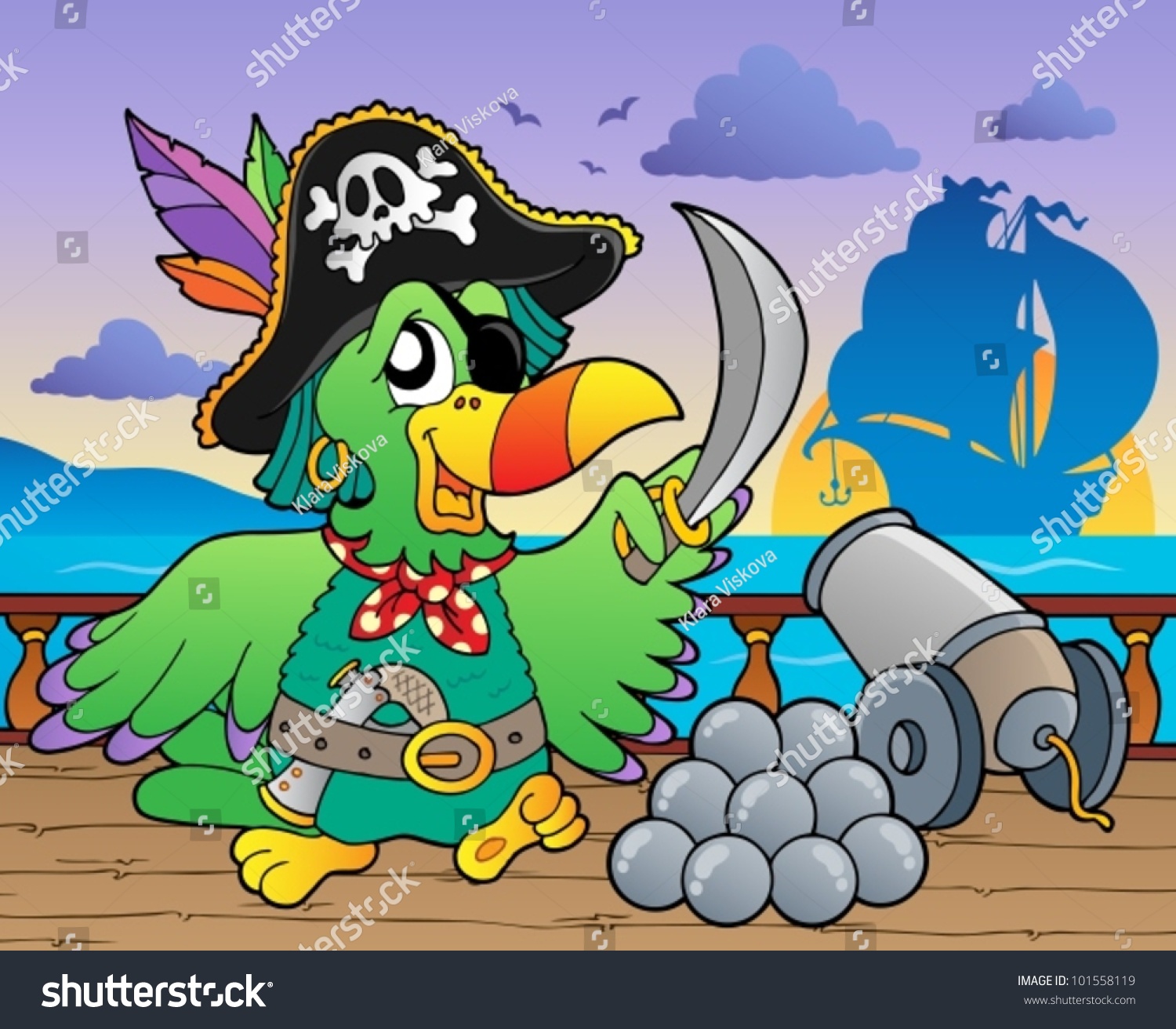 Pirate ship deck theme 5 - vector illustration. - Royalty Free Stock ...