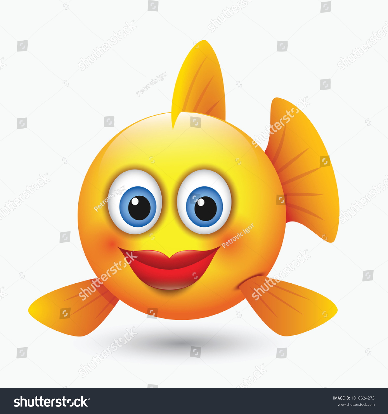 Cute girly fish emoticon, emoji, smiley - - Royalty Free Stock Vector ...