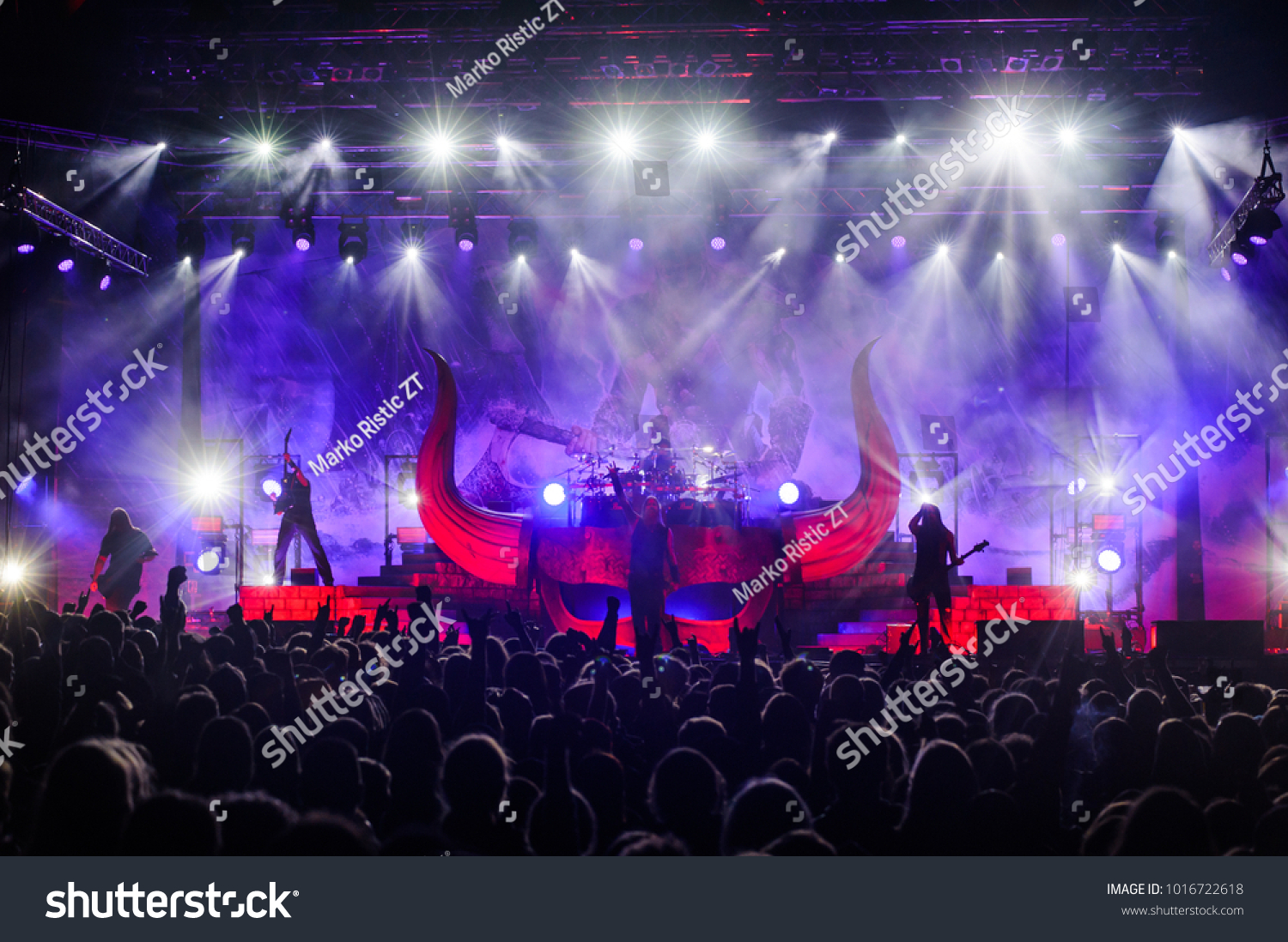 Viking metal band Amon Amarth performing at Metaldays Festival on July 25th, 2017 in Tolmin, Slovenia #1016722618