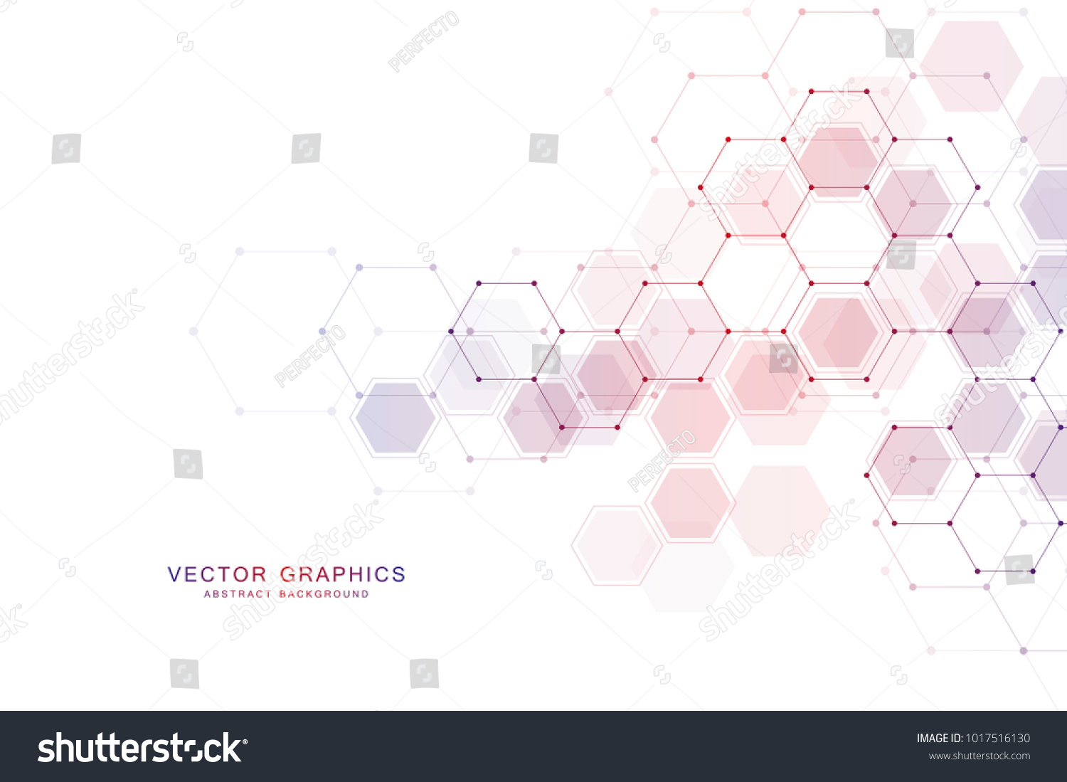Geometric abstract background with hexagons. Structure molecule and communication. Science, technology and medical concept. Vector illustration #1017516130