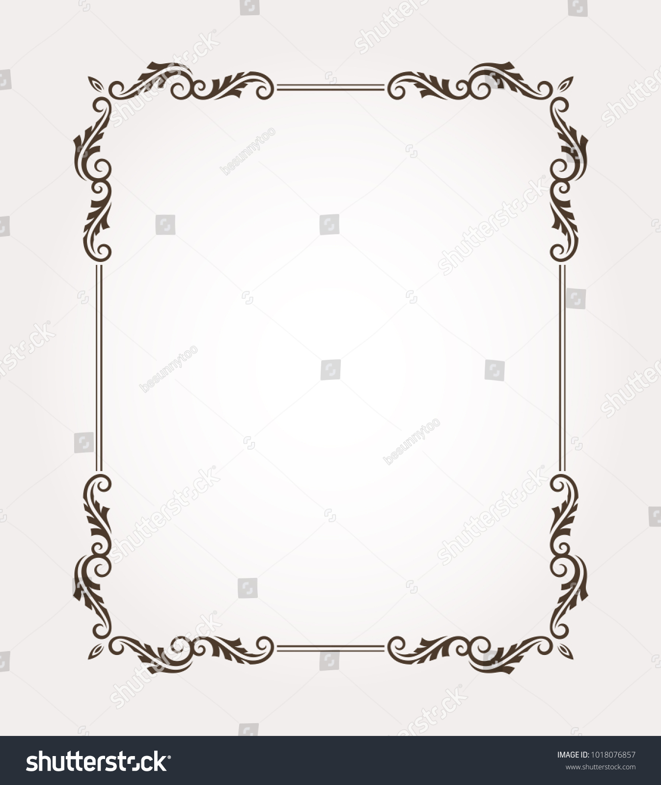Fancy frame border. Decorative floral ornament. Vector illustration #1018076857