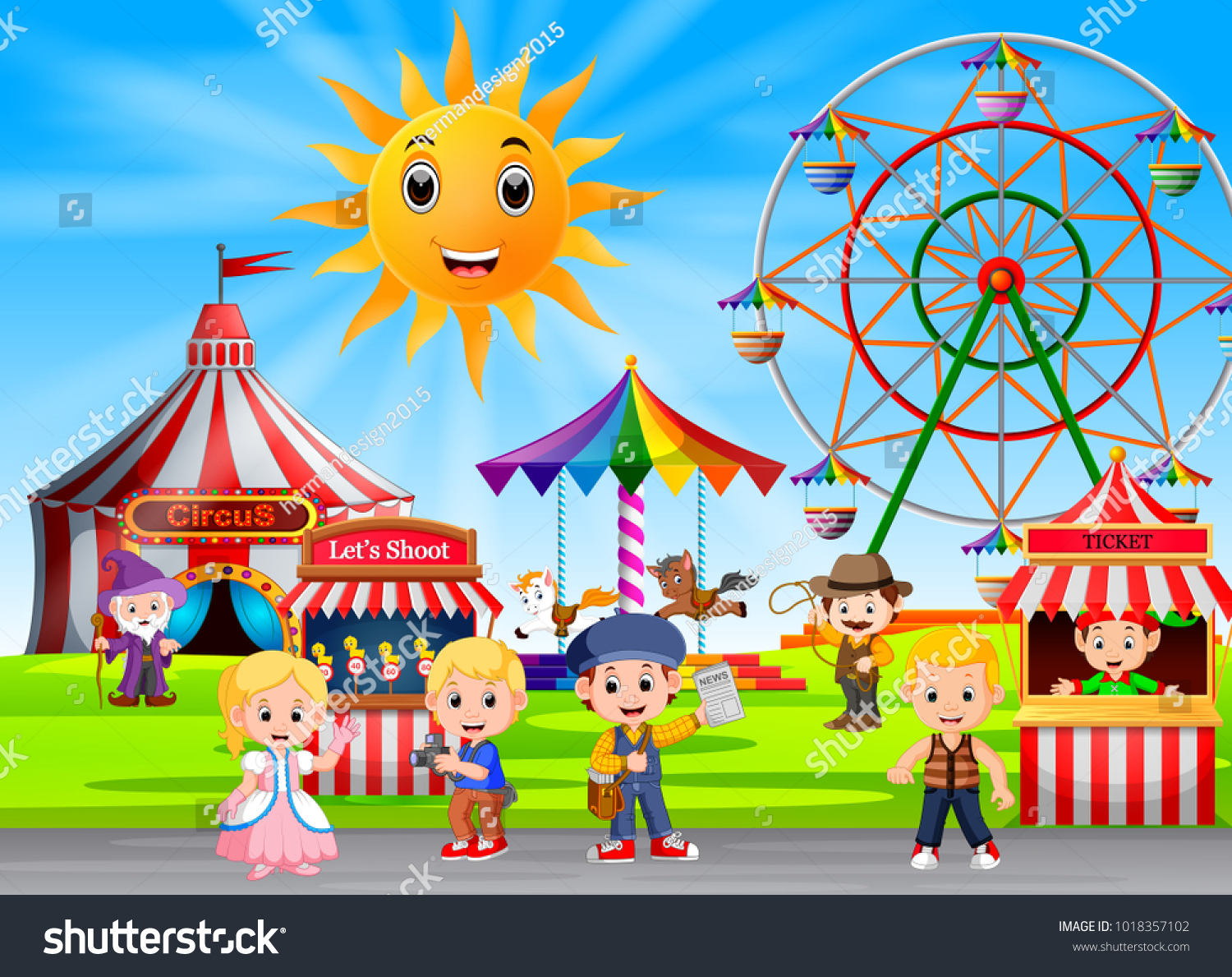 People having fun in amusement park - Royalty Free Stock Photo ...