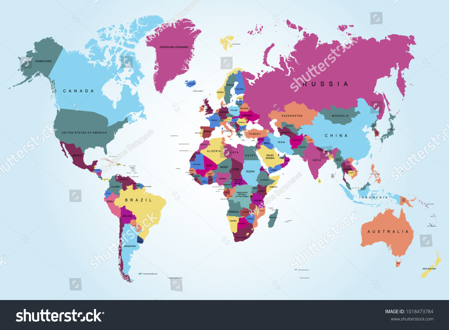 Political world map - Royalty Free Stock Vector 1018473784 - Avopix.com