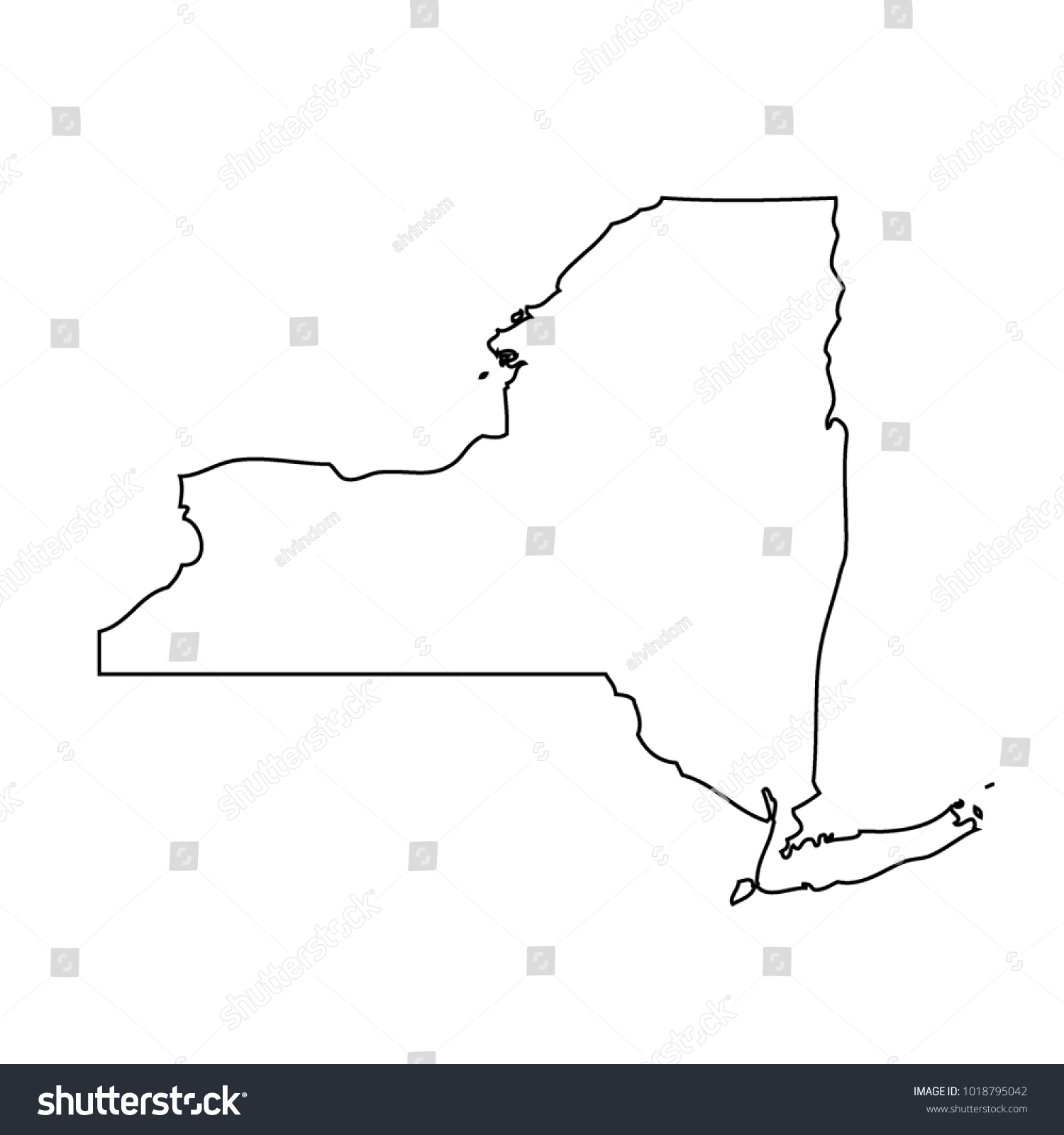 Black Outline Map State USA New York Vector Royalty Free Stock   Avopix 1018795042 