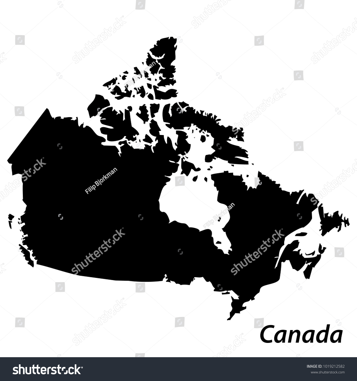 High detailed vector map with contour - Canada - Royalty Free Stock ...