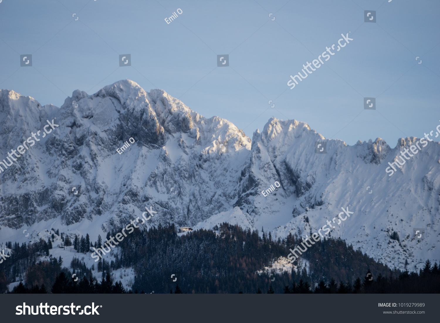 High alpine ridge covered in snow #1019279989