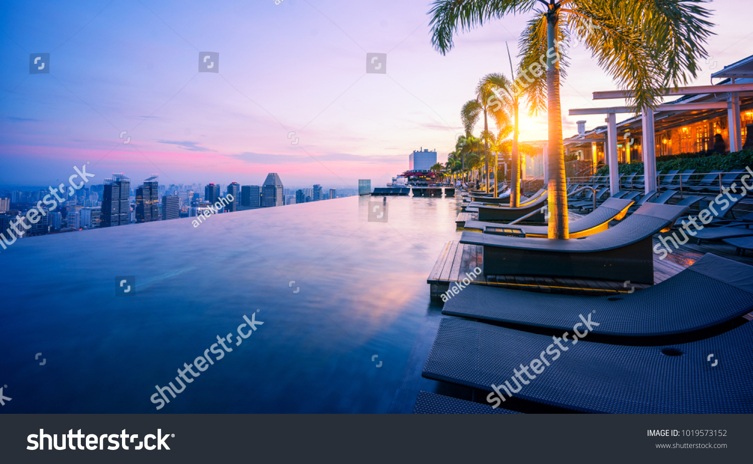 Cityscape of Singapore city with morning sunrise sky #1019573152