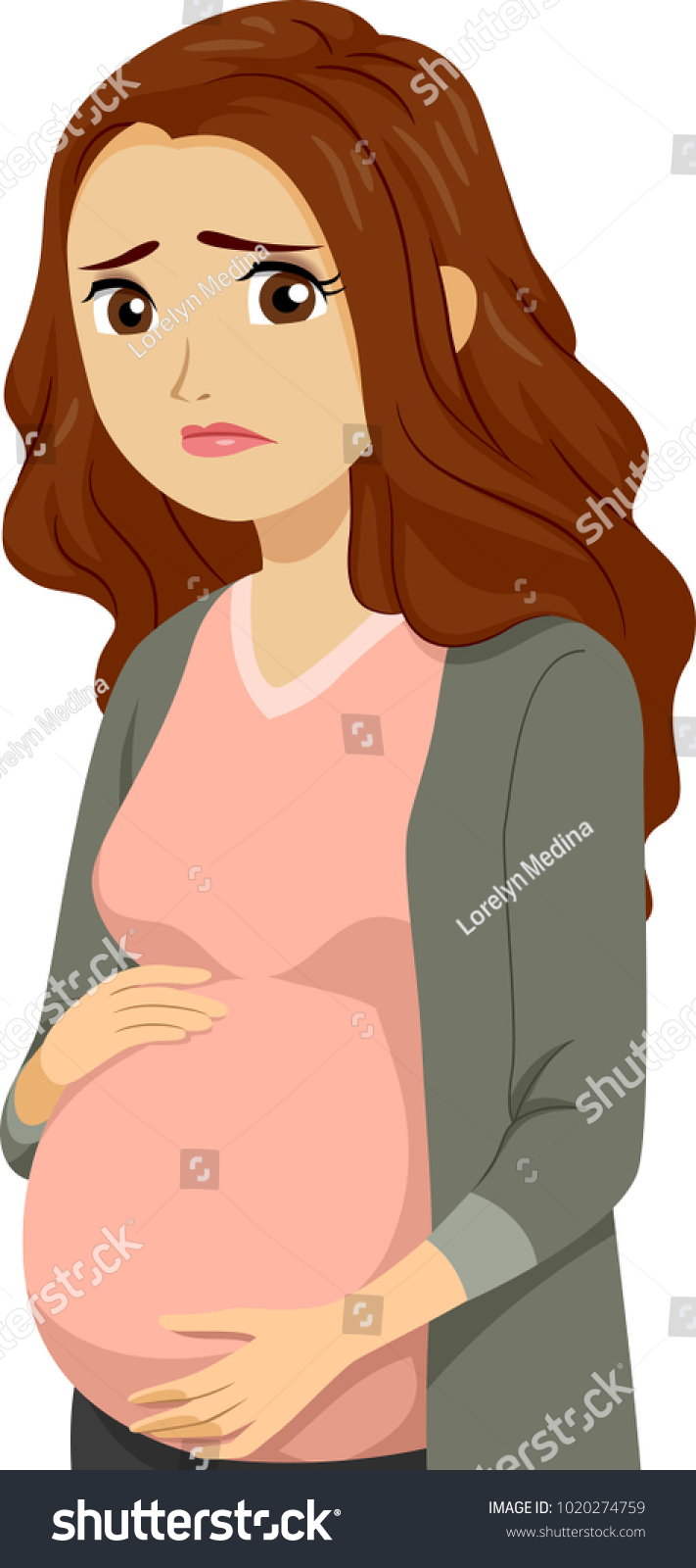 Illustration of a Sad Young Teen Girl Pregnant - Royalty Free Stock ...