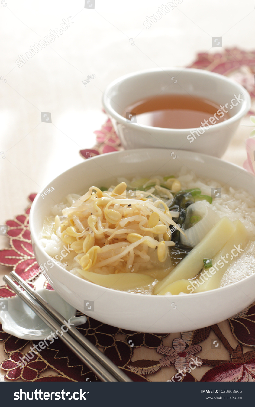Rice in Bugoku Korean style Soup with Namul soy bean #1020968866