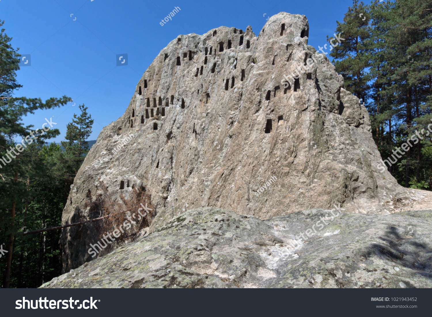 Antique Thracian Sanctuary Eagle Rocks near town of Ardino, Kardzhali Region, Bulgaria #1021943452