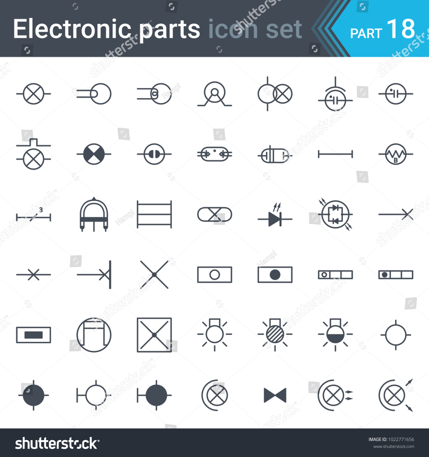 Electric symbols set of lighting - Royalty Free Stock Vector 1022771656 ...