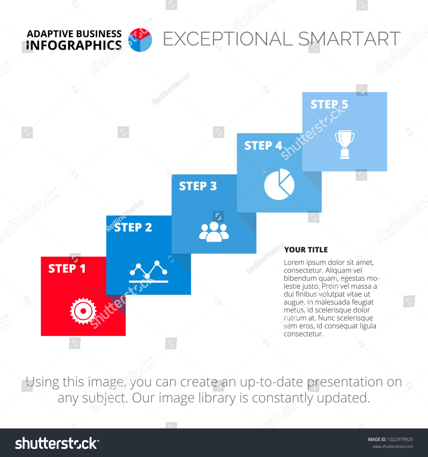 Five Step Diagram Template Royalty Free Stock Vector 1022979925 0812