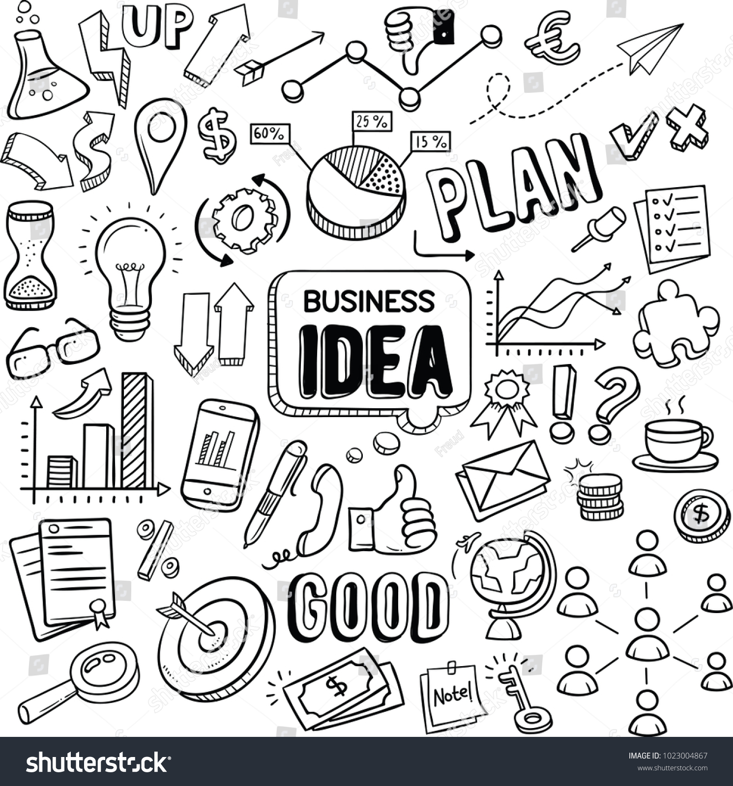 Business idea and business plan vector doodles #1023004867