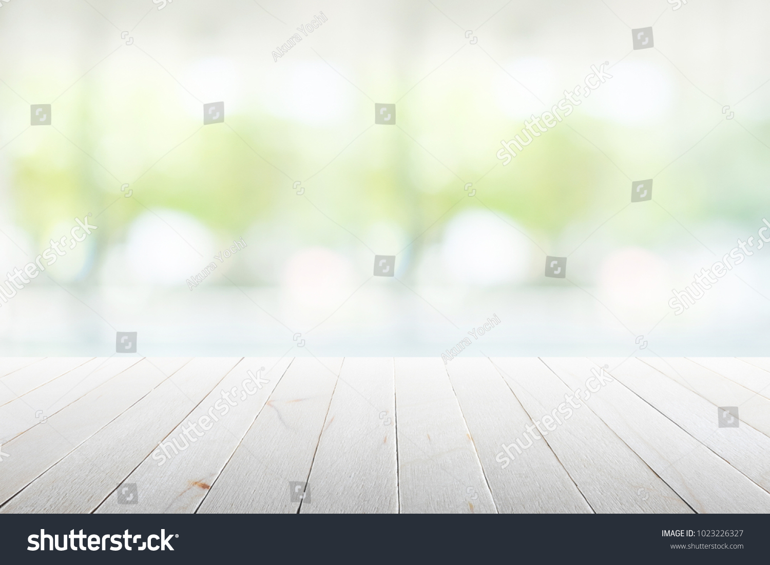 Wood flooring with glass office. atmosphere around office  blur background with bokeh. #1023226327