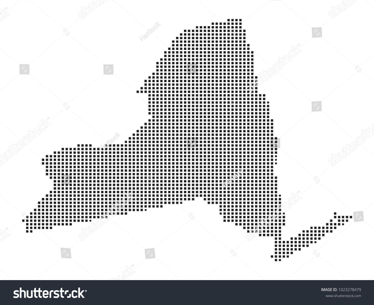 Pixel Mosaic Map Of New York On White Background - Royalty Free Stock ...