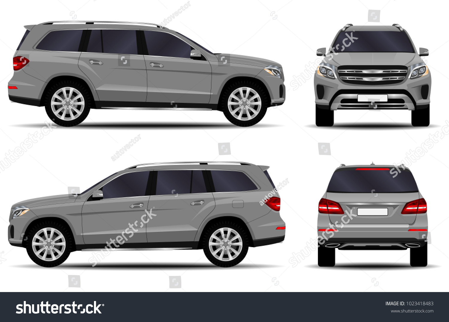 realistic SUV car. front view; side view; back - Royalty Free Stock ...