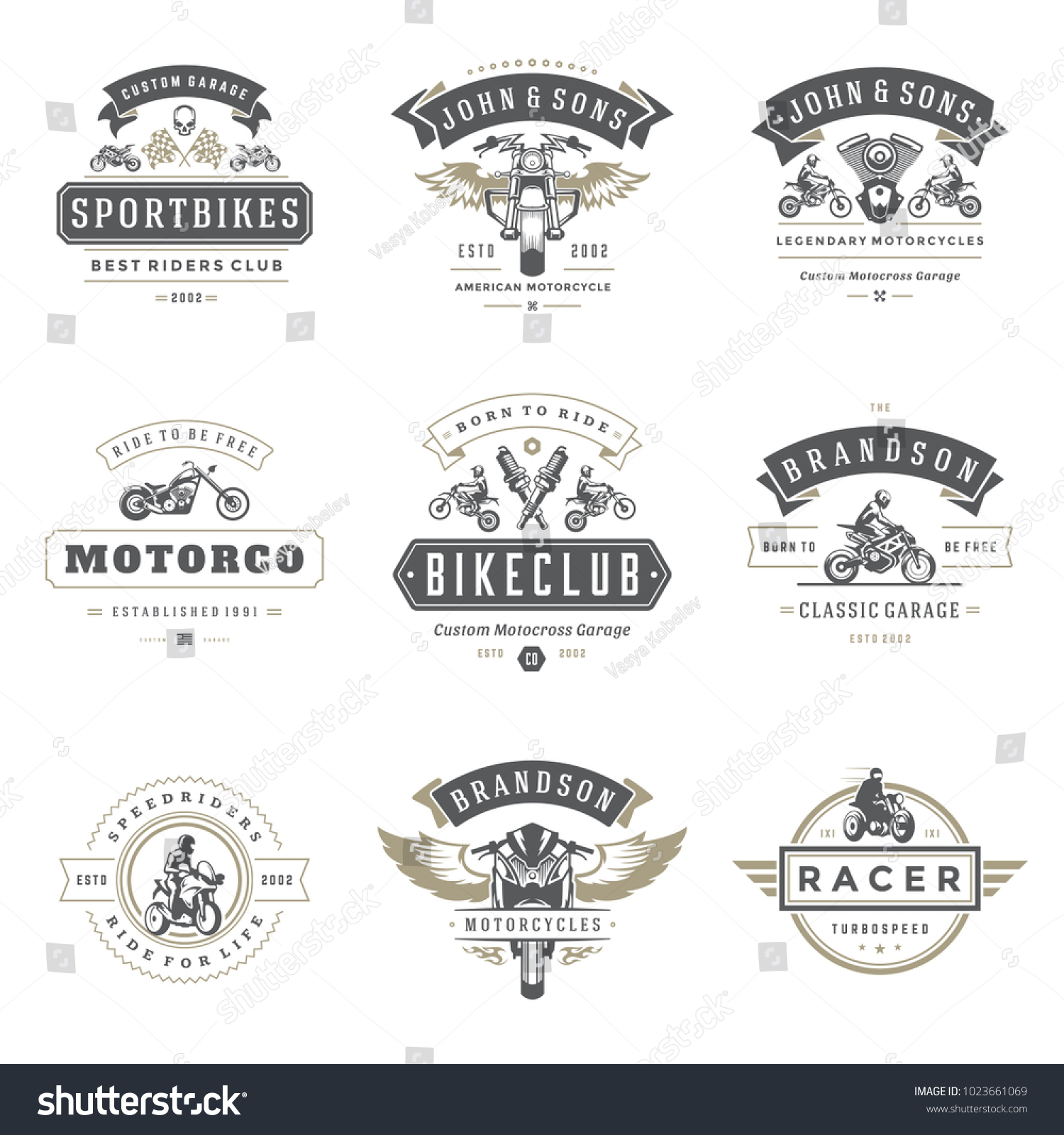 Motorcycles Logos Templates Vector Design Royalty Free Stock Vector