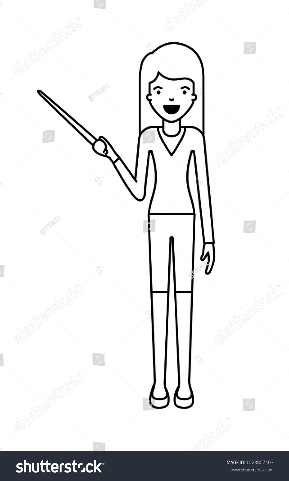 female teacher with pointing stick - Royalty Free Stock Vector ...