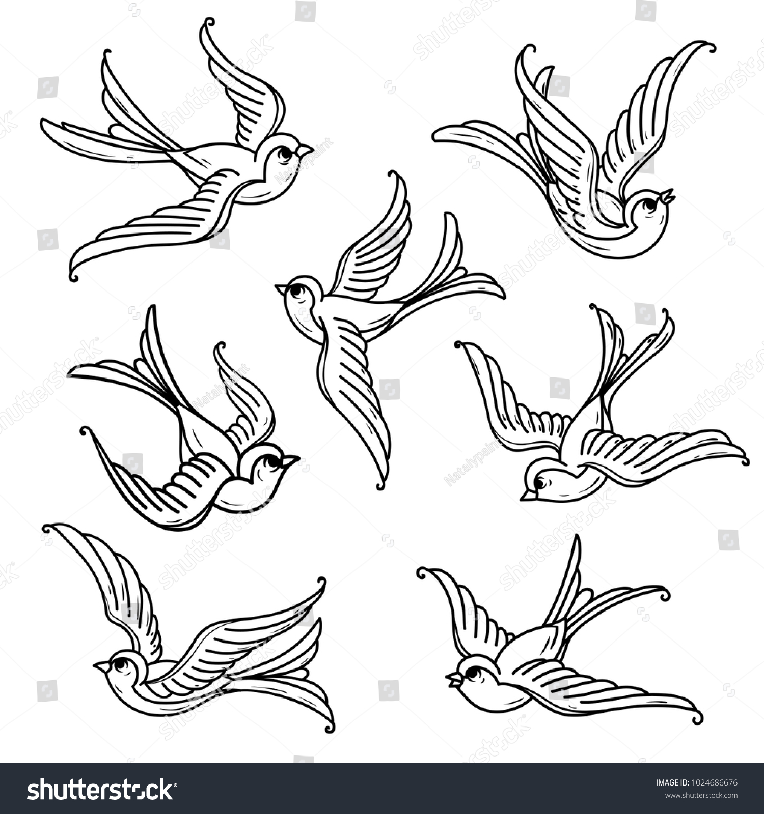 Set of flying bluebirds. Free birds. Symbol of - Royalty Free Stock ...