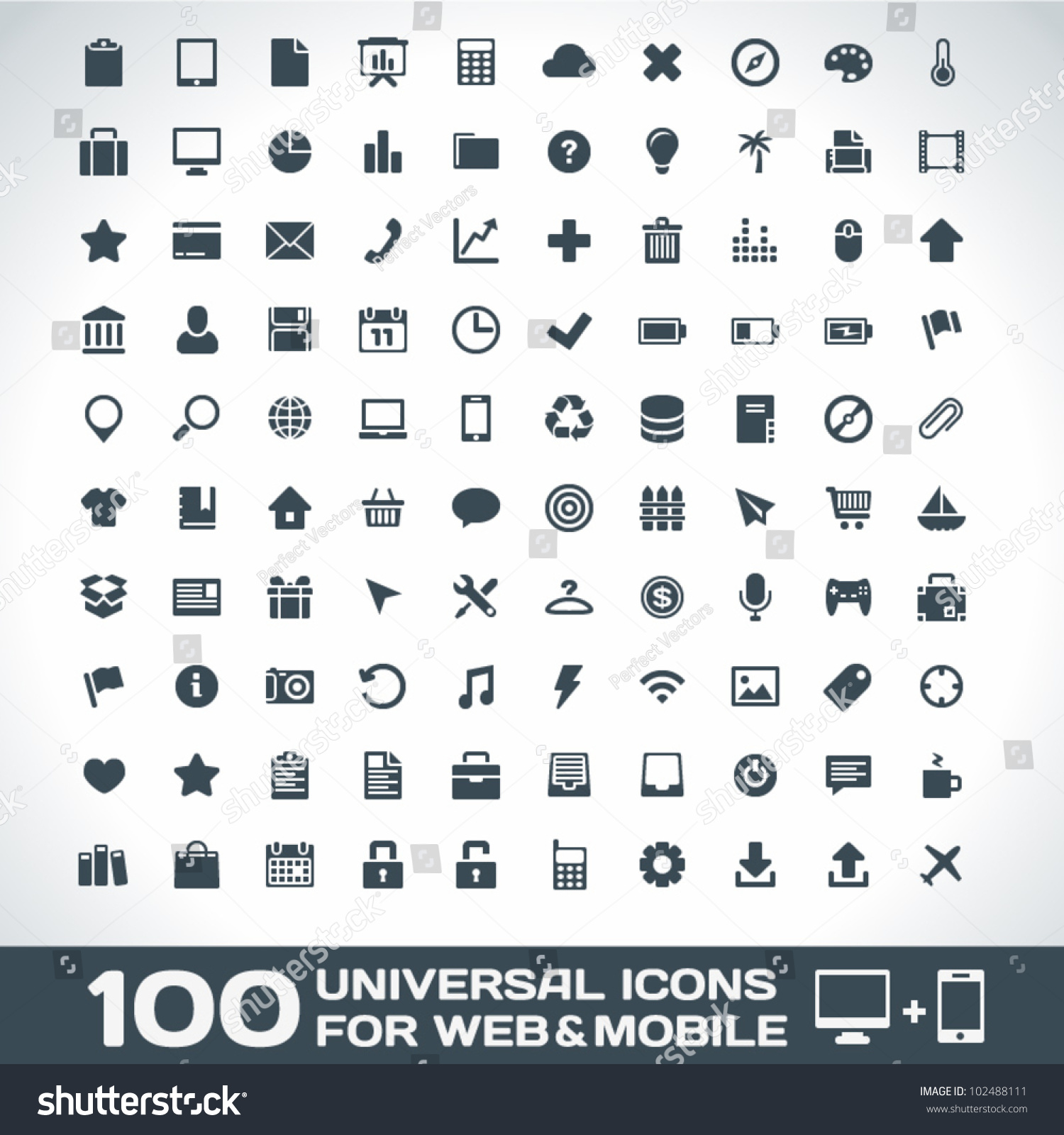 100 Universal Outline Icons For Web and Mobile #102488111