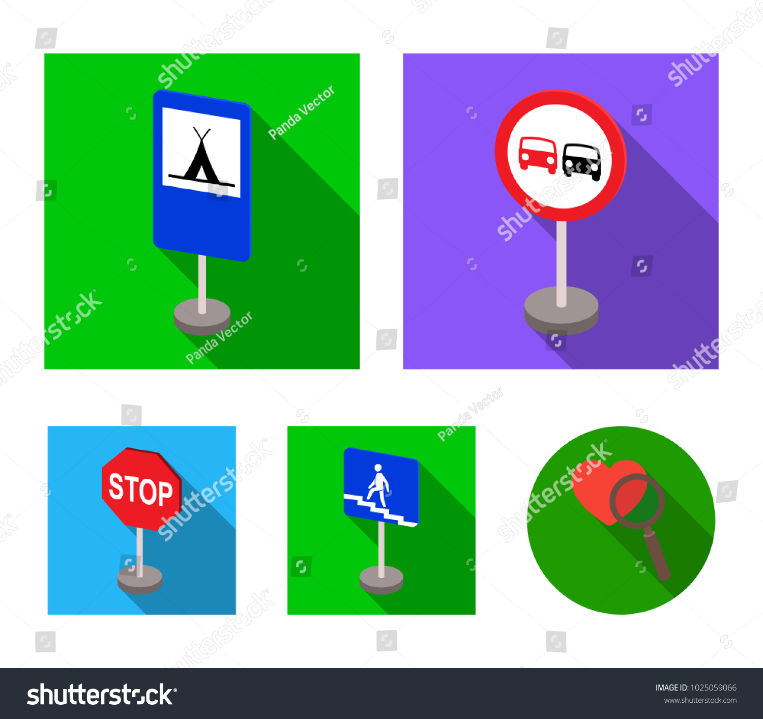 different-types-of-road-signs-flat-icons-in-set-royalty-free-stock