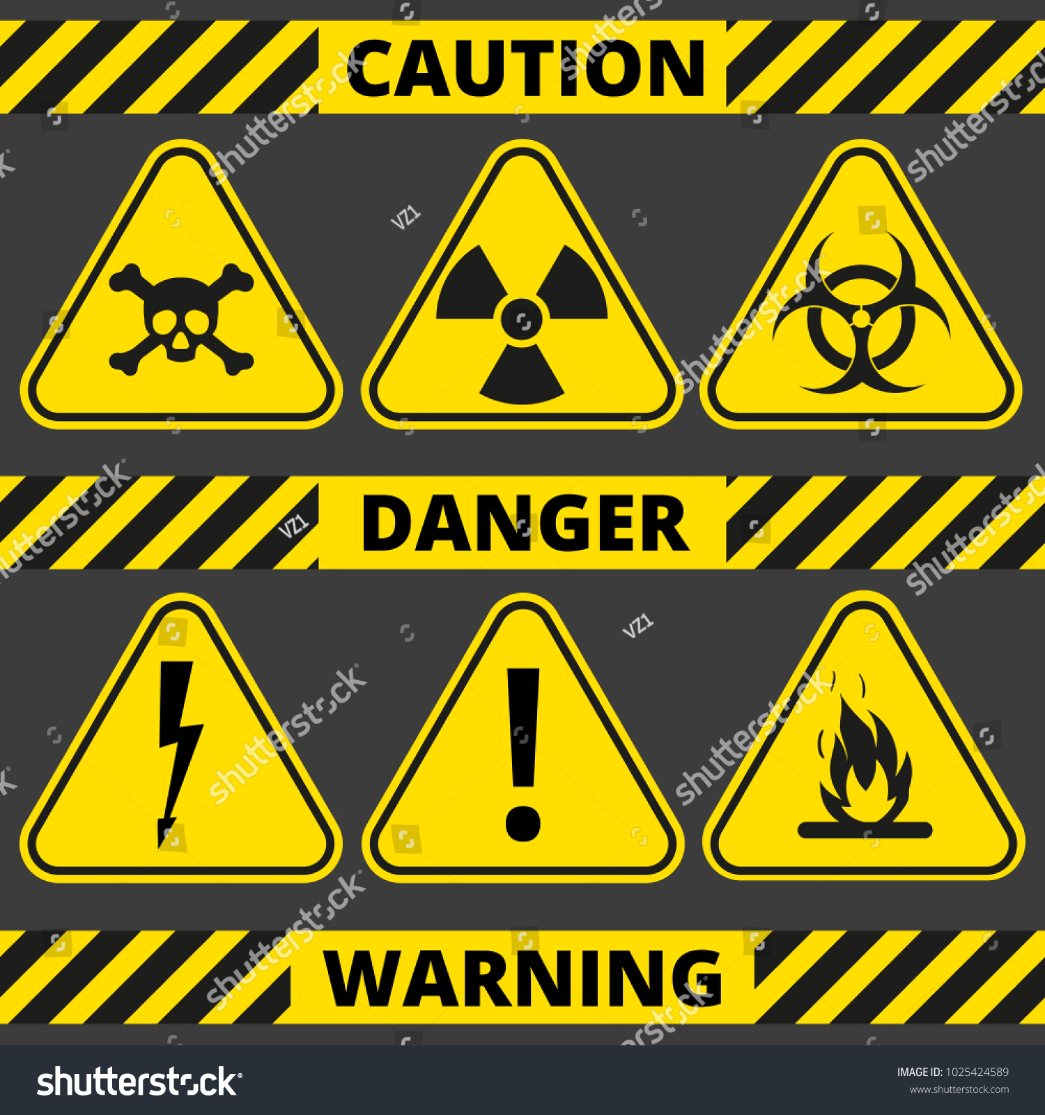 Set of signs the radiation, toxic, poison, - Royalty Free Stock Vector ...