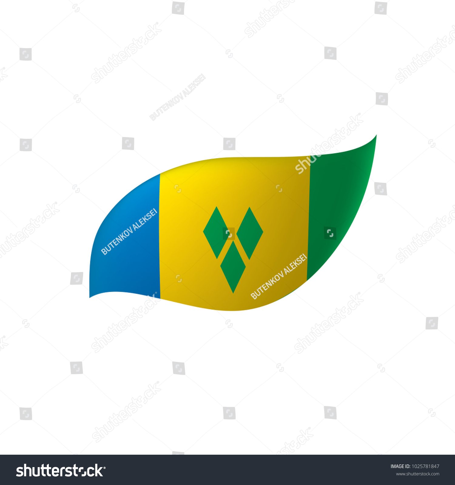 Saint Vincent And The Grenadines Flag Vector Royalty Free Stock