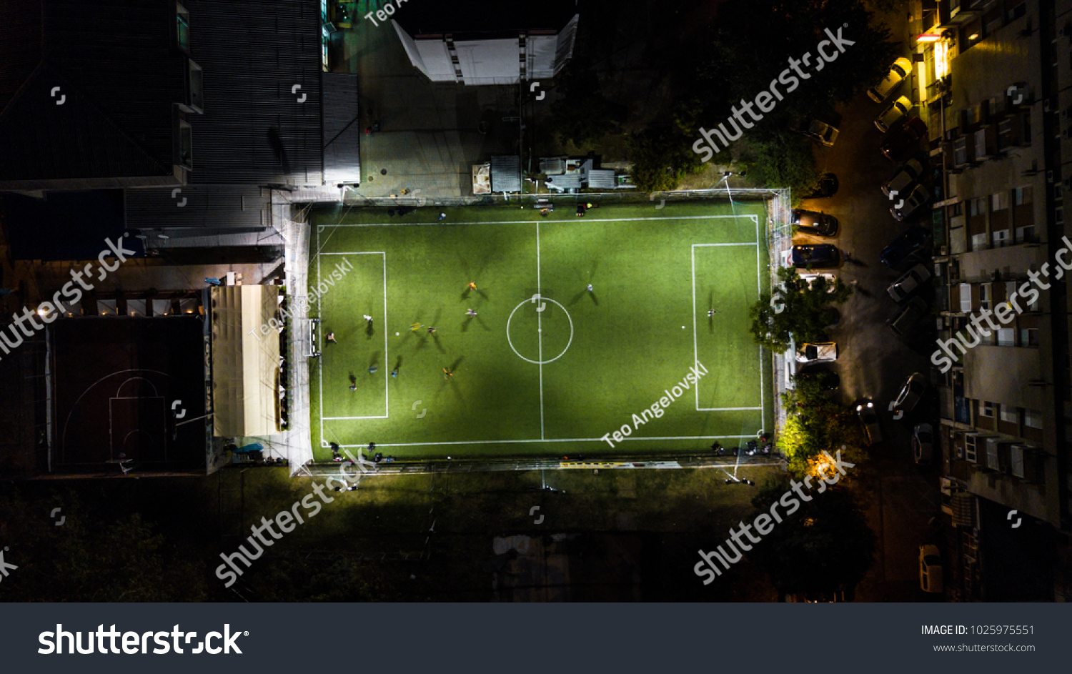 Birds eye view of a soccer / football court #1025975551