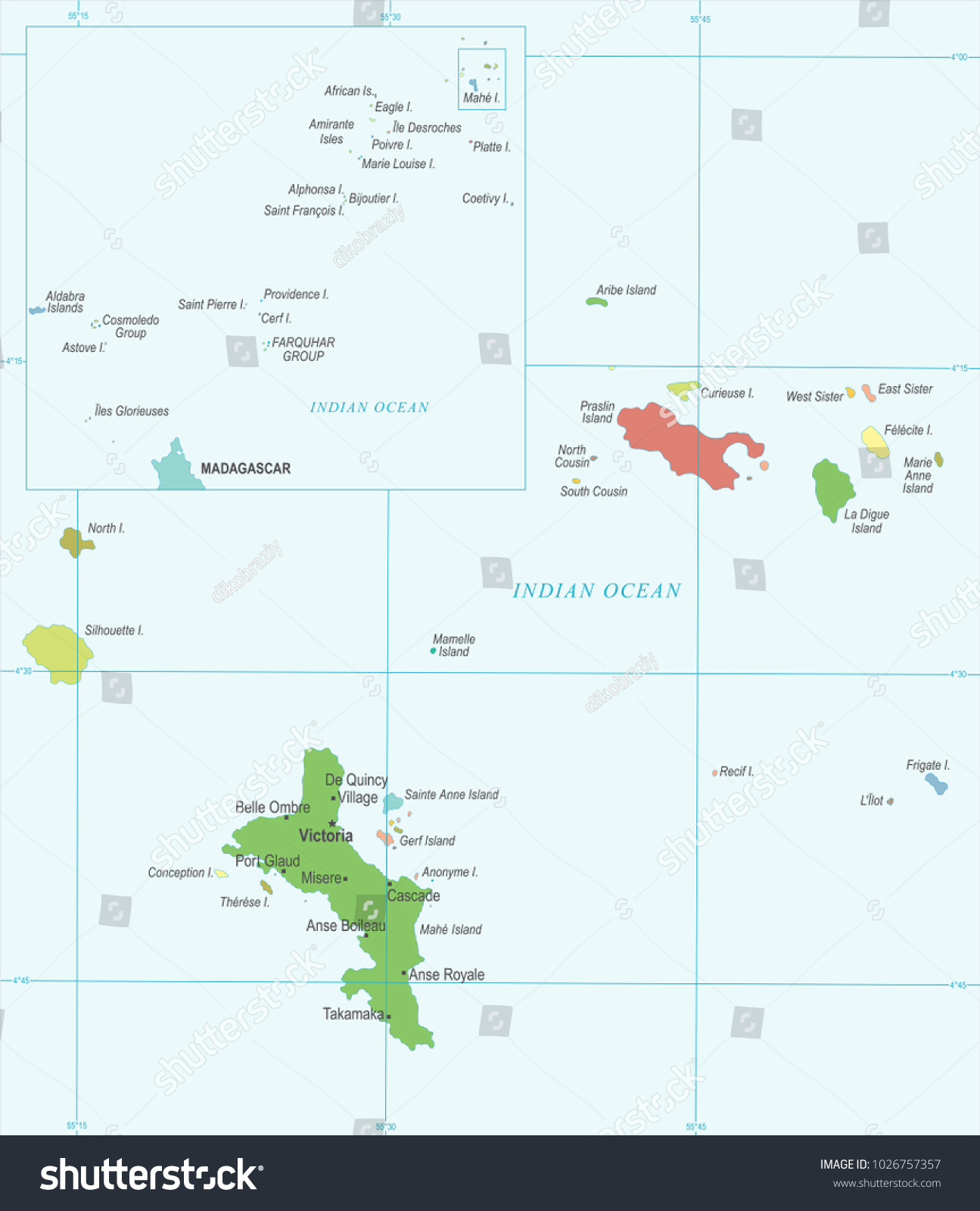 Seychelles Map - High Detailed Vector - Royalty Free Stock Vector ...