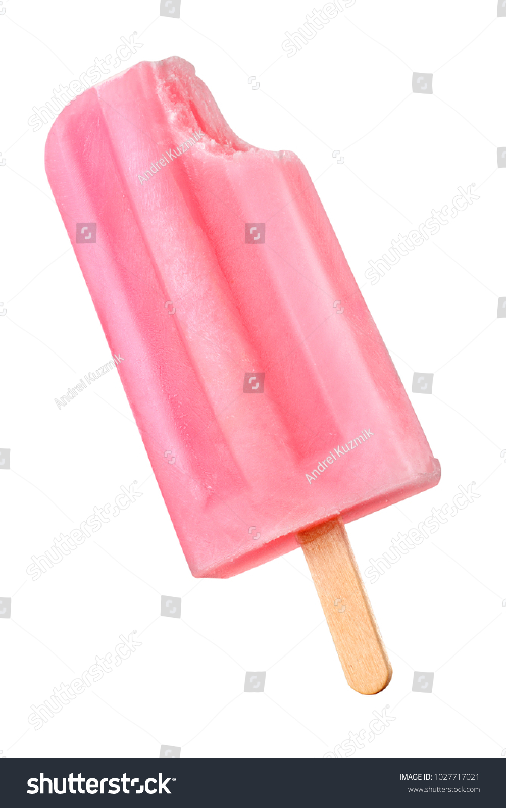 Pink popsicle isolated on white background with clipping path  #1027717021